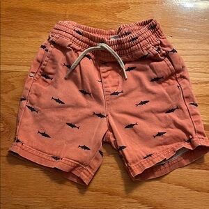 Kids Red Shark-Print Pull-On Shorts
